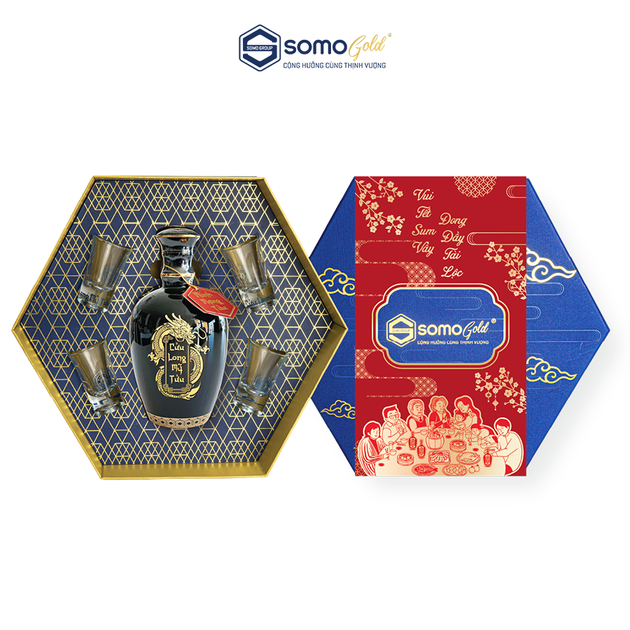 Hộp quà SUM VẦY | Minh Mạng Tửu - Bình sứ Bát Tràng (500ml & 700ml) + 4 ly 35ml