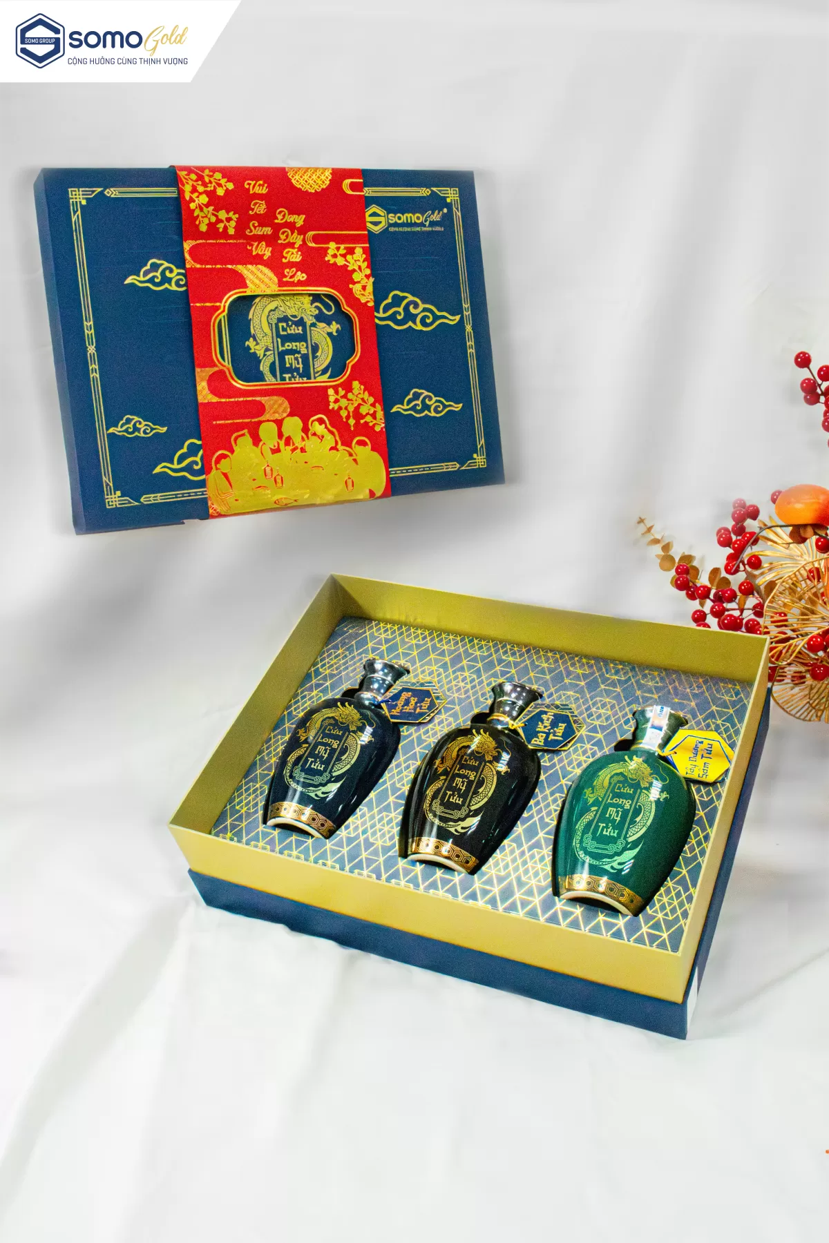 Rượu biếu Tết 2026 sang trọng – chất lượng với set quà Tết Cát Tường